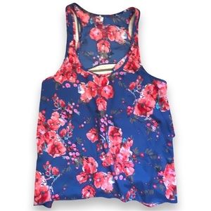 🪩4/$20!! Studio Y Sheer Floral Open Back Ruffle Tank Top Size XL 🪩4/$20!!